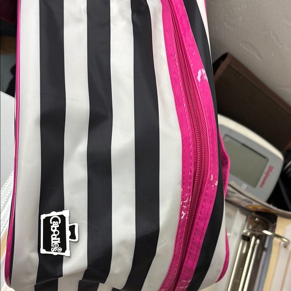 Caboodles Pink and Black Striped Cosmetic Bag - Picture 4 of 8